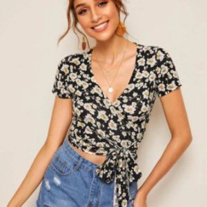 Flower Wrap Around Shirt